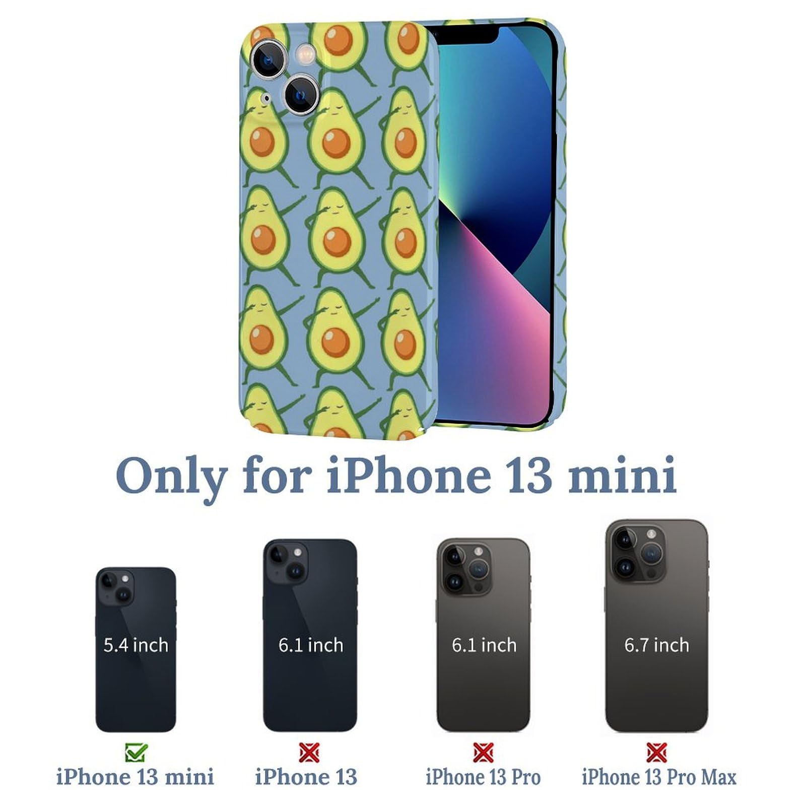 Amazon.co.jp: iPhone 13 Miniケース おもしろい アボカド ブルー