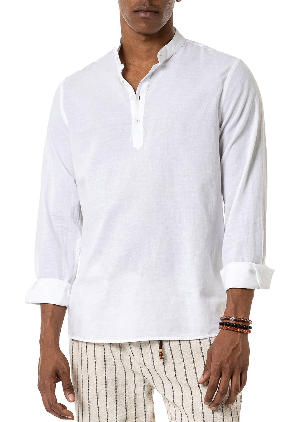 RED BRIDGE Camisa de Lino para Hombre Suéter Casual Tunik-Straight