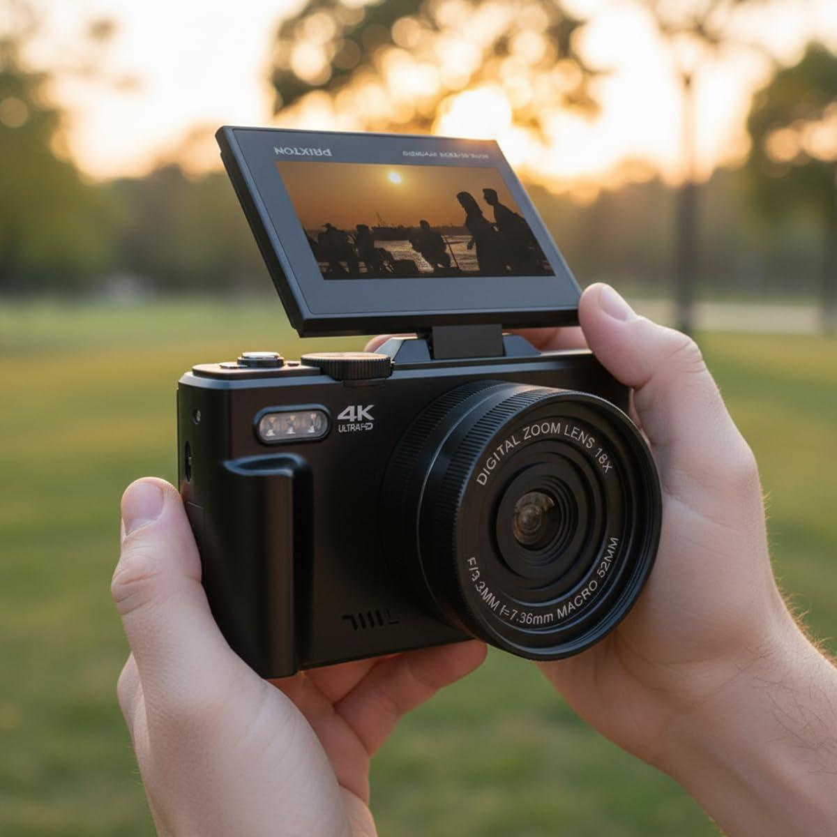 Prixton Digital Cam XPLORER DV900, WiFi, App Mobile, Schermo LCD IPS Flip, Risoluzione 4K e 64MP, 9 Funzioni foto e video, Batteria Rimovibile, Autonomia 90 minuti, Schede SD fino a 256GB (Nero)