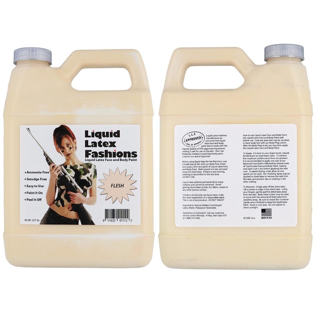Flesh 32 Fl Oz - Liquid Latex Face and Body Paint, Ammonia Free No Odor, Arts and Crafts Paint for Halloween Zombie Cosplay! - Image 3