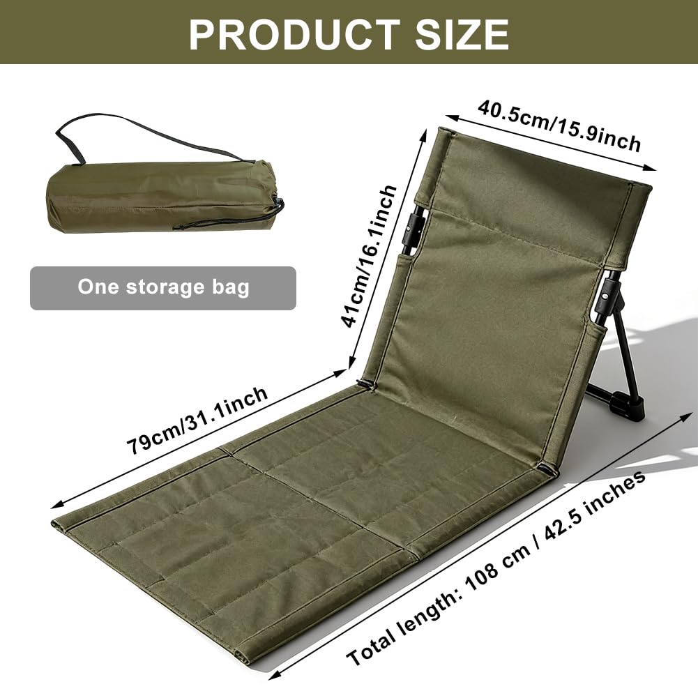 Strandmatte mit Rückenlehne, Faltbare Strandliege mit 1cm Polster, Sonnenmatte mit Aufbewahrungstasche, 108x40x41cm