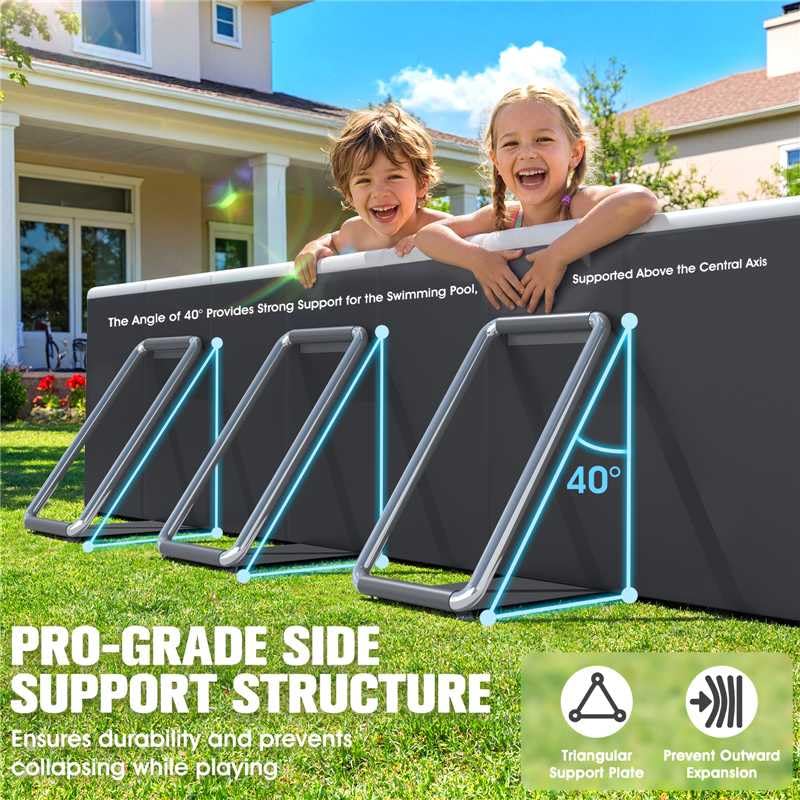 Image of StarOcean Foldable Pool with Canopy,Non Inflatable Pool,Large Foldable Swimming Pool for Adult Portable Pool,Large Collapsible Kid Pool with Shade,Folding Kid Pool for Backyard,90x50x20 in-Dark Blue