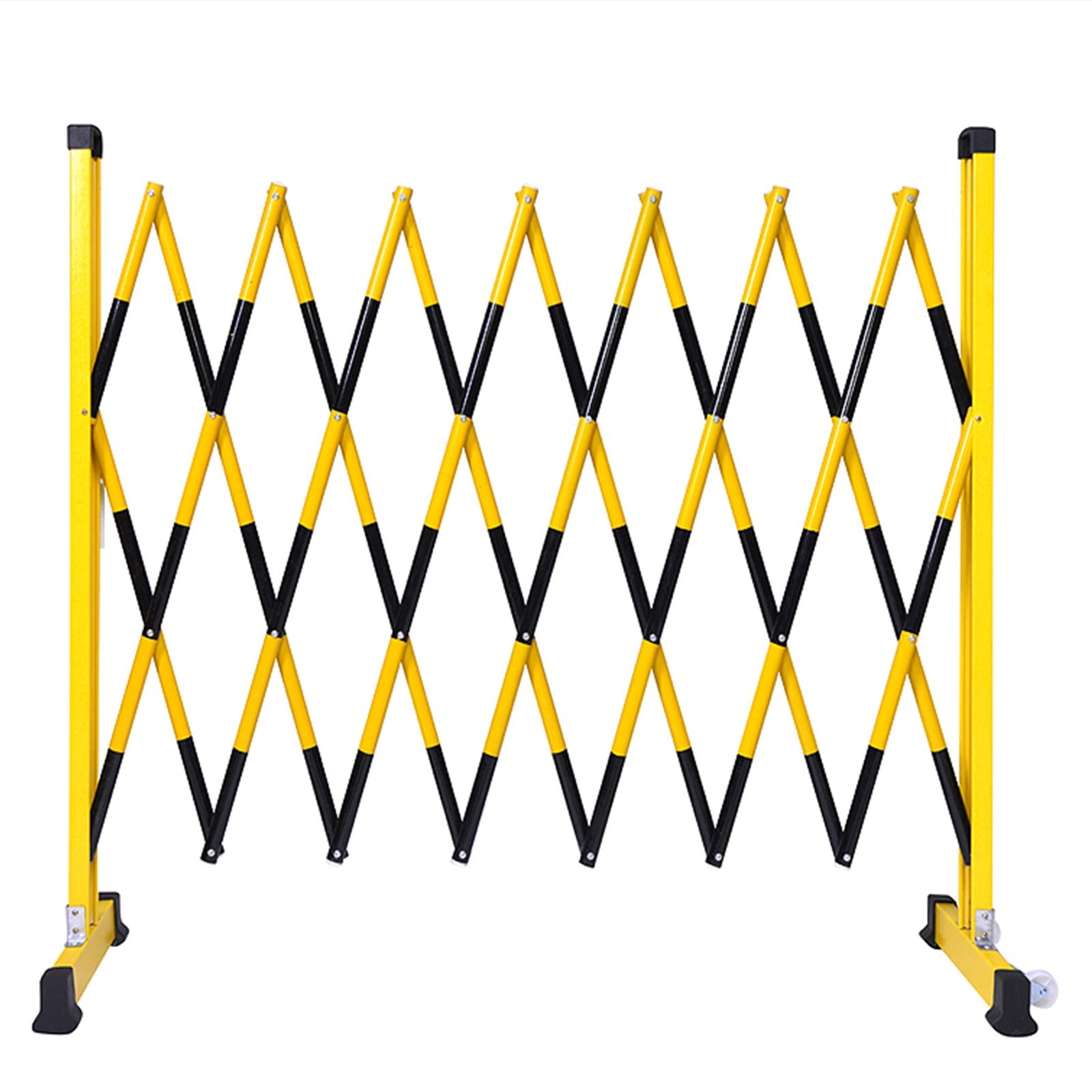 Mobile Sicherheitsabsperrung mit Rädern – Gelbe Verkehrsbarriere 1,2 x 3 m, Fußgängerschutzplanke für Baustellen, Schulveranstaltungen, Freiluft-Personenlenkung, robust, leicht und