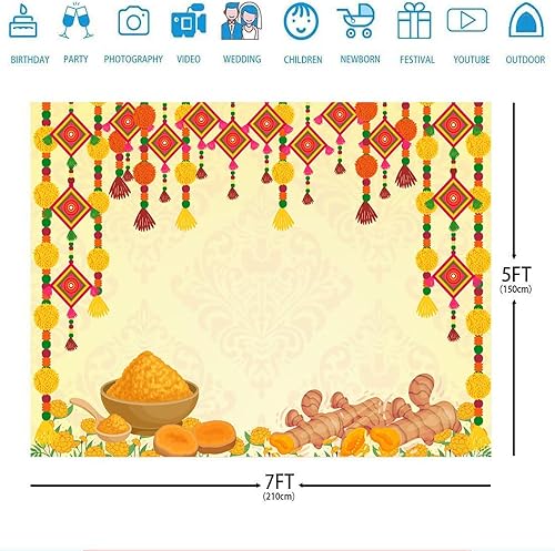 Miniatura 3 de Ticuenicoa India Pooja - Telón de fondo tradicional de 7 x 5 pies, feliz holi hindú, boda, fotografía, fondo, aniversario, despedida de soltera,