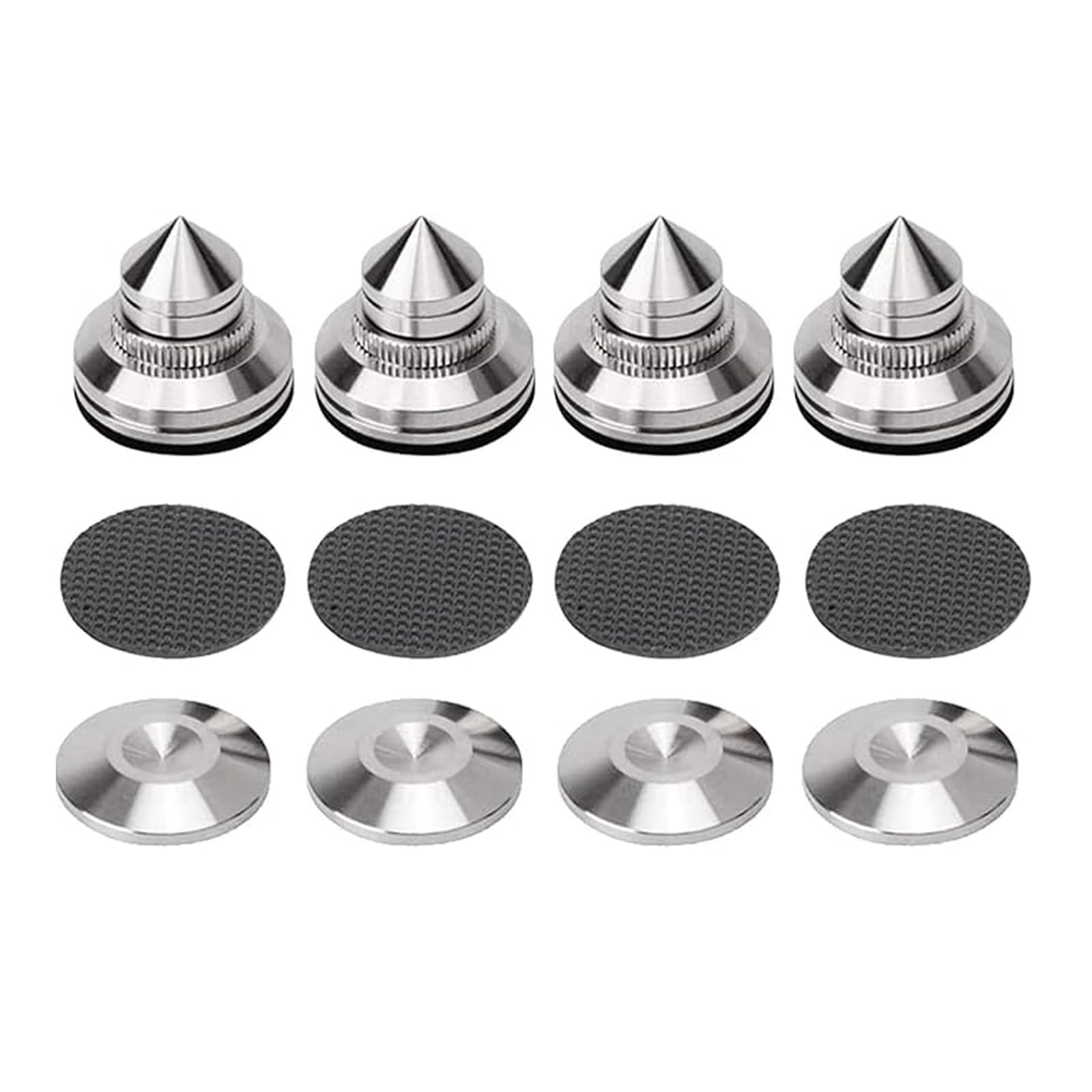 Inox SpeakerSpike Punte for altoparlanti antivibranti da 4 pezzi | Supporti for altoparlanti for dispositivi HiFi e altoparlanti Supporto regolabile for protezione da pavimento