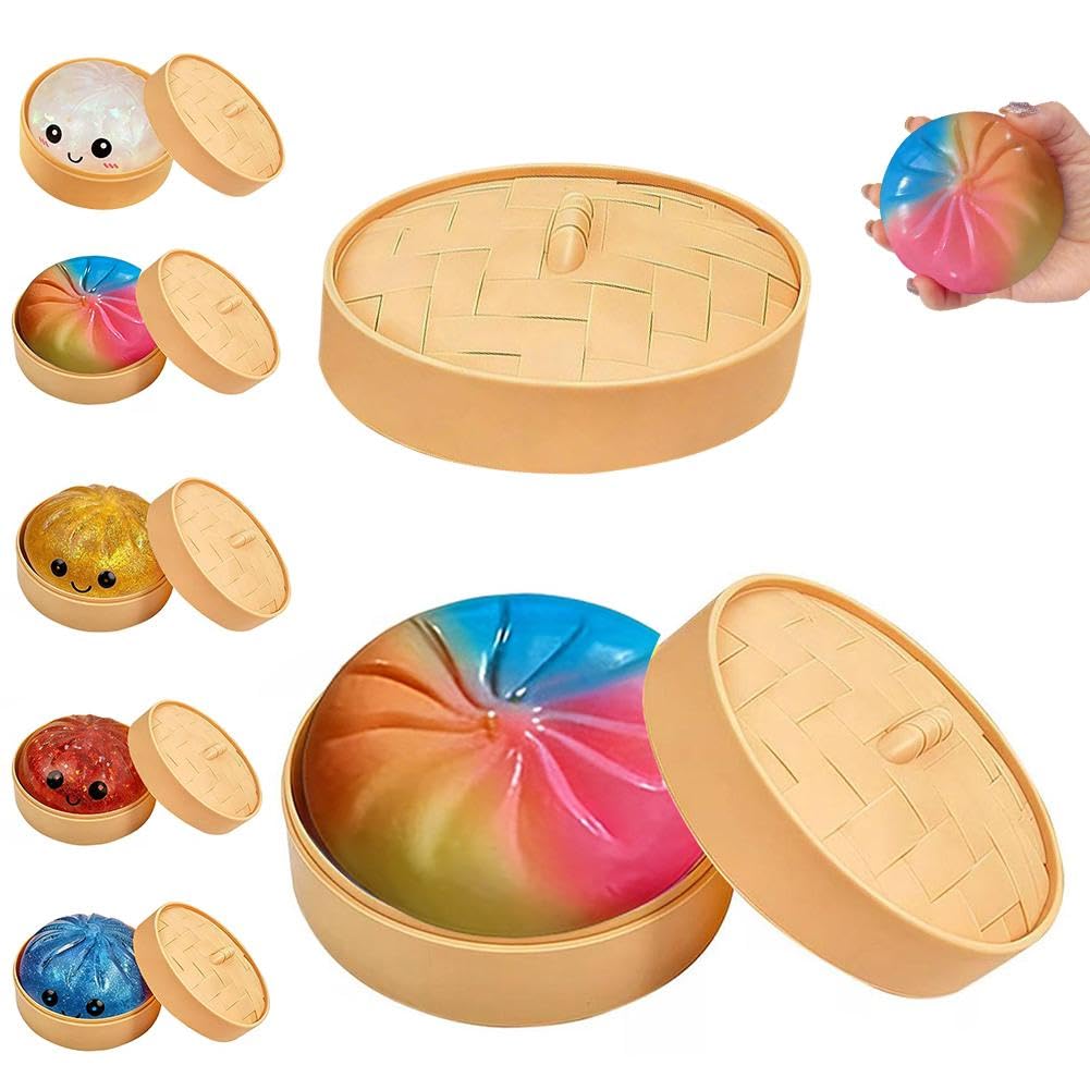 Dumpling Squishies, New Mystery Glitter Dumpling Squishies Box, Colorful Dumplings Stress Balls Fidget Sensory Toy, Soft Squeeze Decompression Dough for Anxiety Relief Fidget (Color A, 1pcs) — view 9
