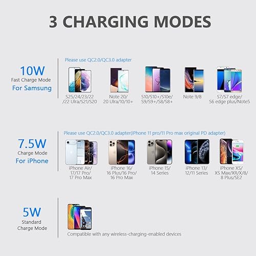 Miniatura 2 de Yootech Cargador inalámbrico, soporte de carga inalámbrico máximo de 10 W, compatible con iPhone 17/17 Pro/17 Pro Max/Air/16e/16/16 Plus/16 Pro