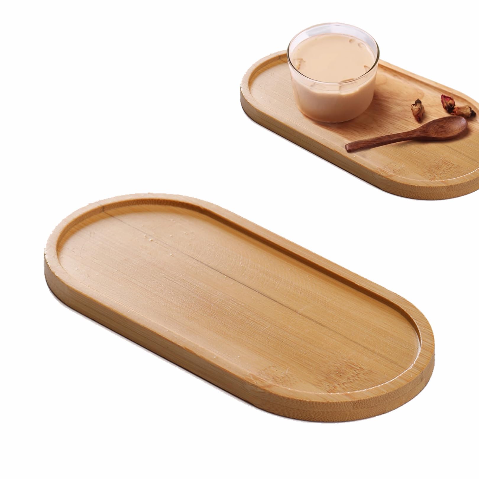 Small Wooden Tray,Oval Tray,17.5*8.8CM Long Round Bathroom Oval Yellow