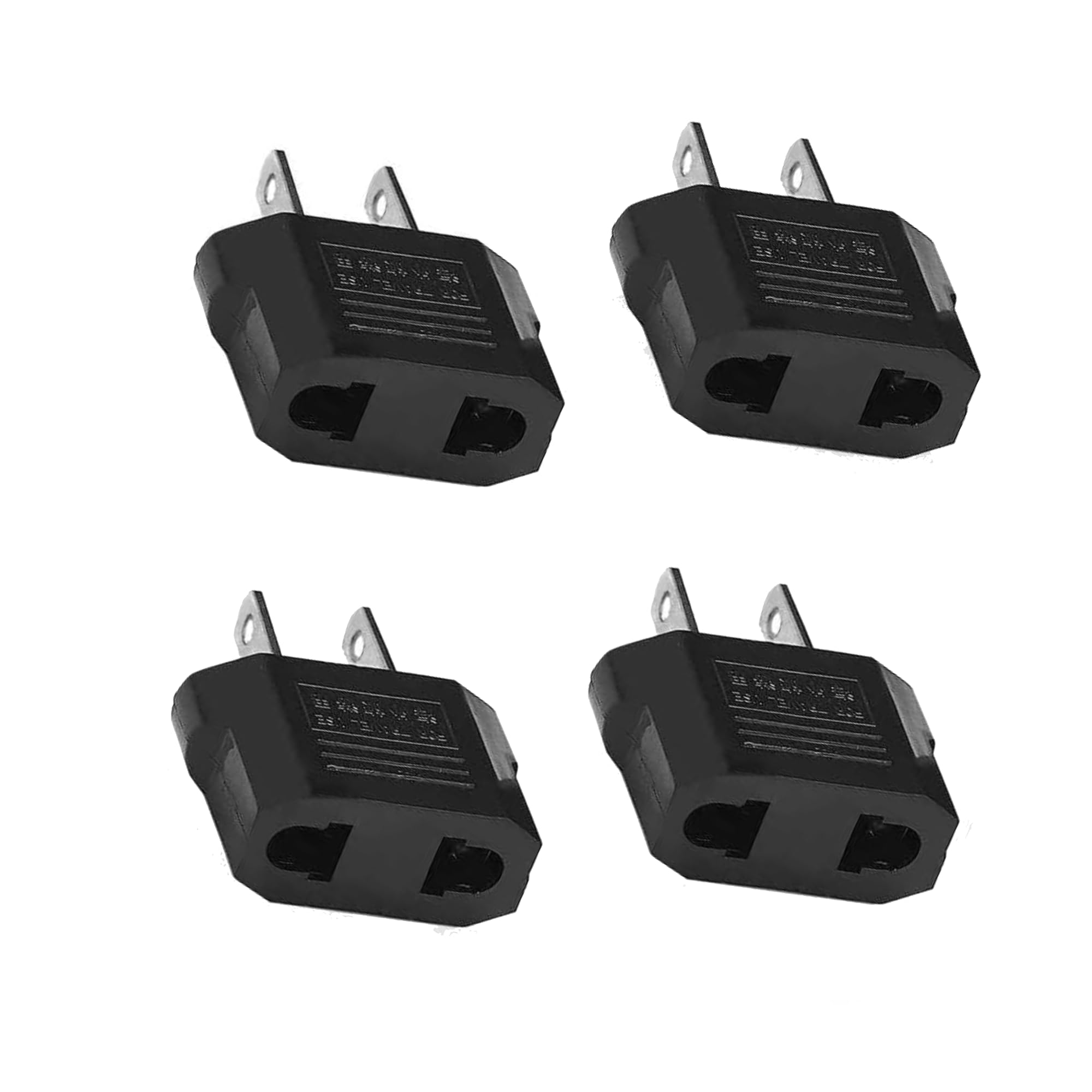Pack de 4 Adaptador Enchufe Europeo a Americano, Conversor EU a US Tipo C/E/F a Tipo A, Adaptador de Viaje para Estados Unidos, Japón, México, Canadá y China, Negro — view 2