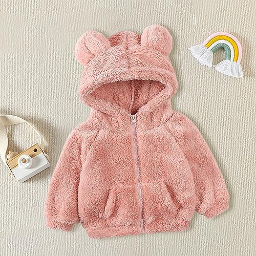 Toddler Unisex Fleece Hoody Jackets Trendy Zip Up Warm T𝐞ddy Coat Kids Cute B𝐞ar Ears Winter Casual Outwear Tops2