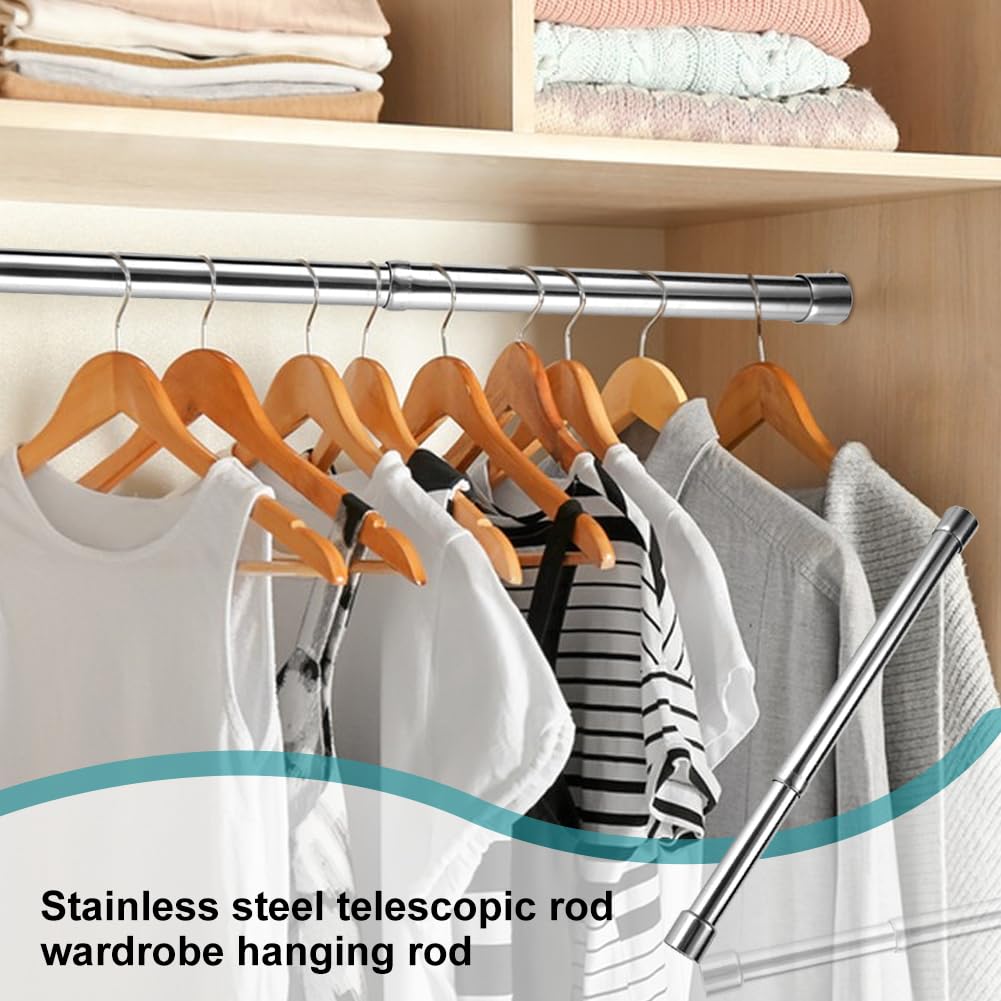 Asta Appendiabiti Estensibile In Acciaio Inox - 31-52 Cm | Per Armadio, Doccia, Balcone - Foto 7