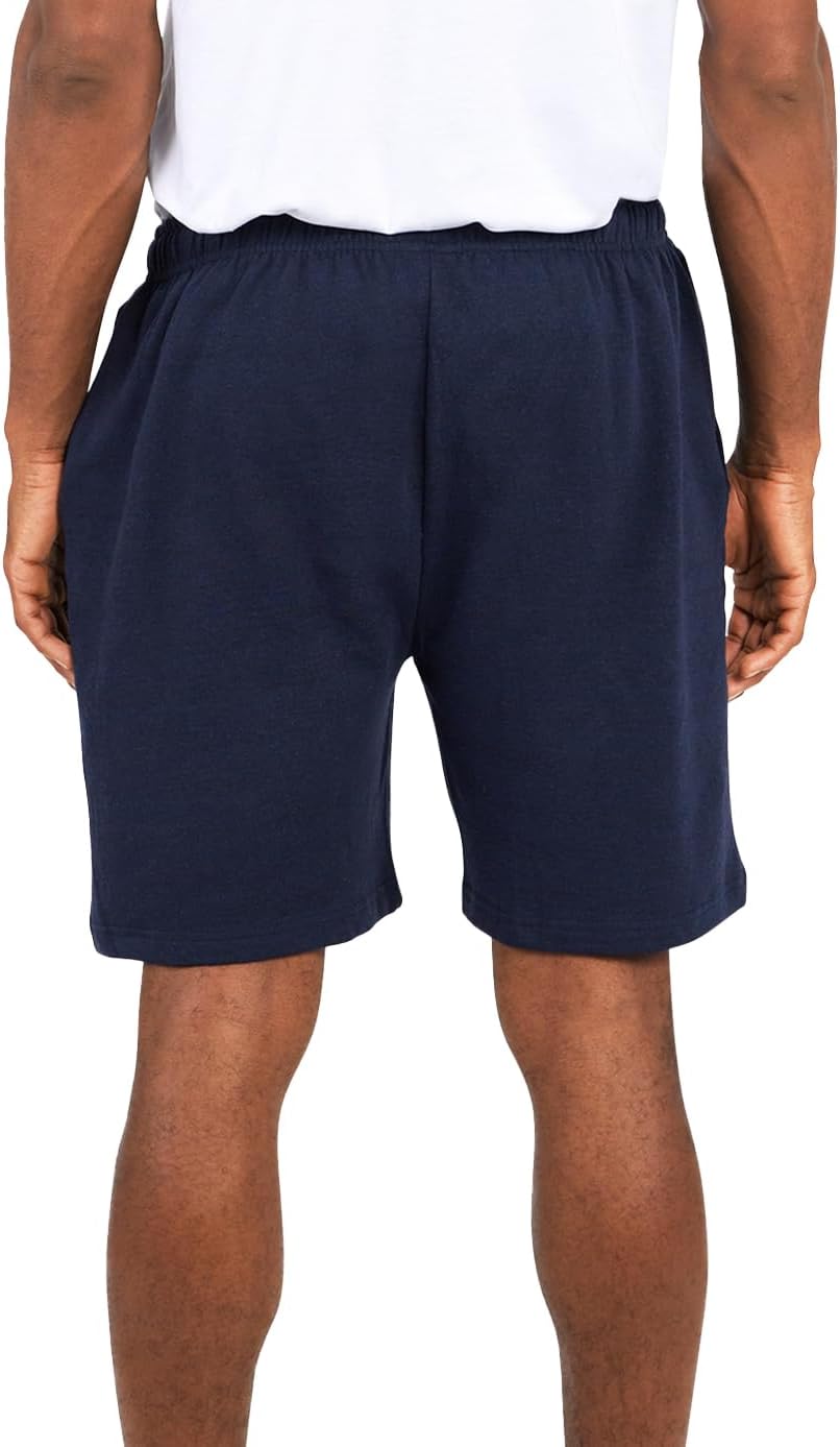 Andrew Scott Mens Cotton Knit Gym Shorts | Mid Weight Fleece Jogger Sweat Shorts | Drawstring & Pockets | MultiPacks & Colors
