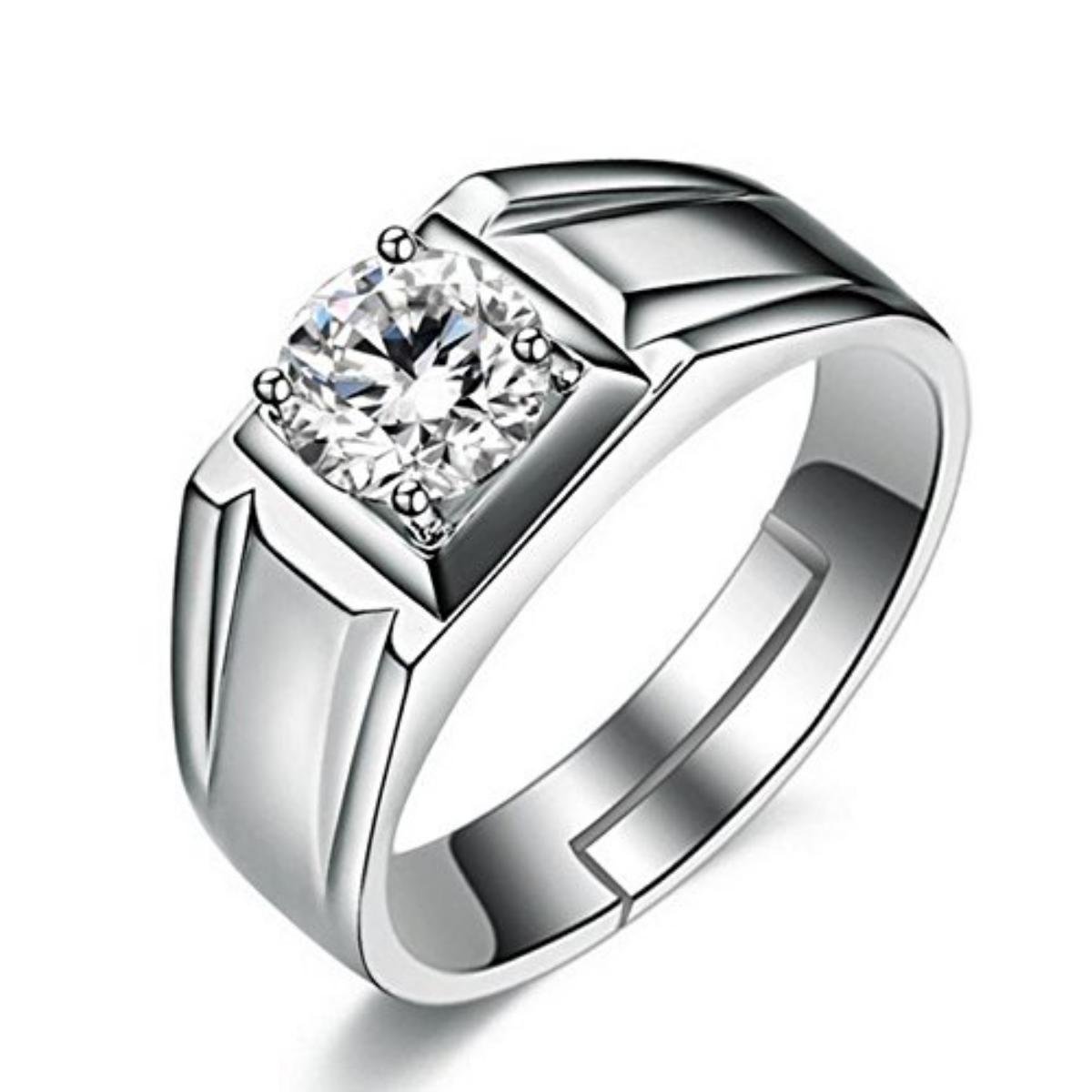 dc jewels Solitaire Adjustable Rings for Men (Silver) (B07GNJ7KJ5) Amazon Price History, Amazon Price Tracker