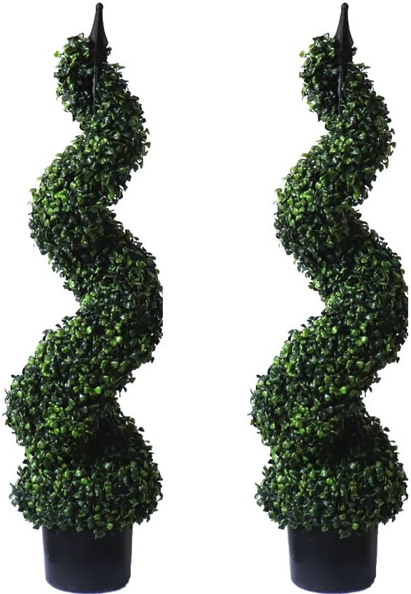 36'' Topiary Trees Artificial Outdoor Boxwood Plants Set of 2 for Porch Decor