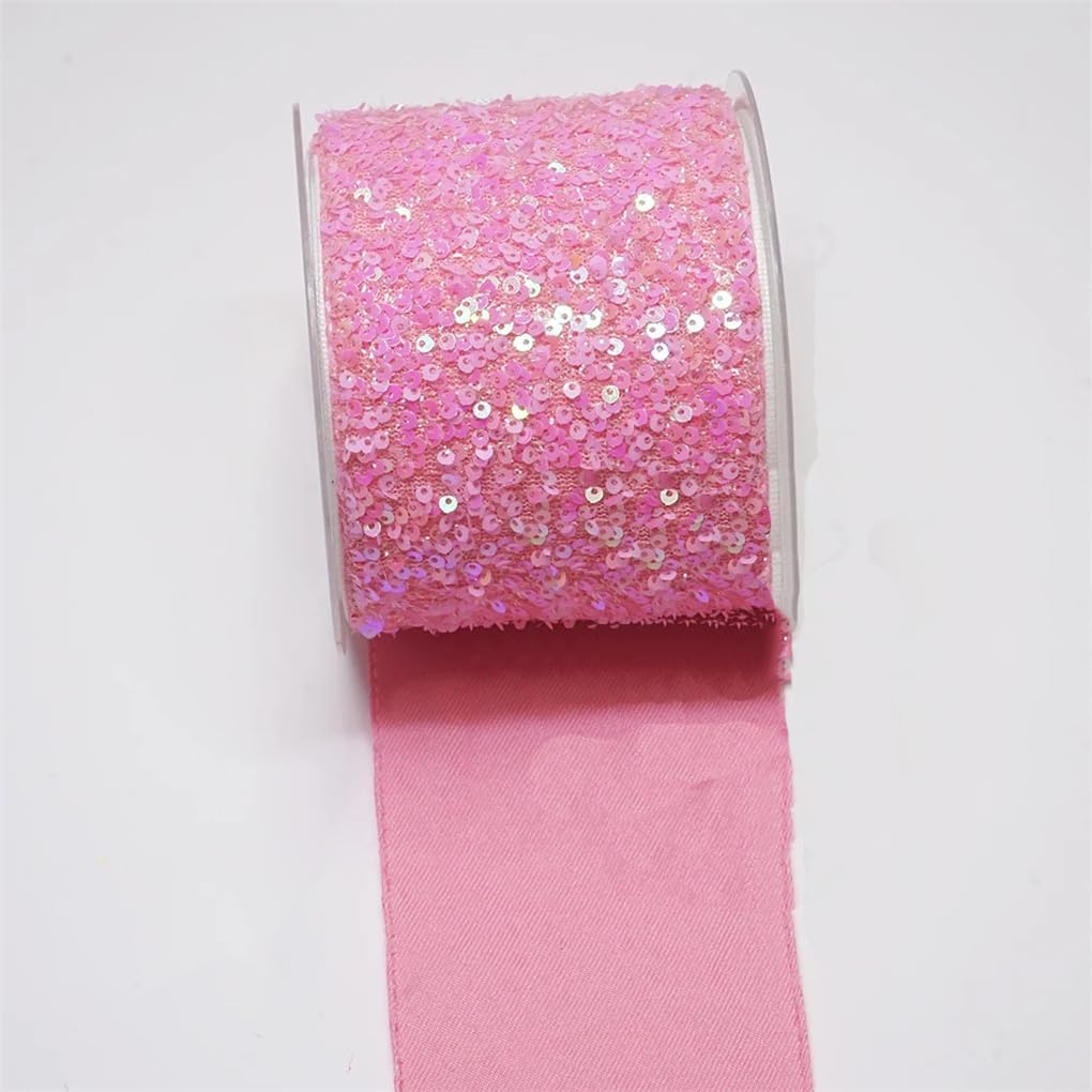 Generic 5 Yards 75Mm Width Sequin Ribbons for Bows DIY Craft Decoration Packaging Supplies Fabric