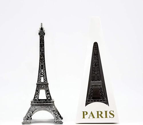 Miniatura 3 de Ethrift Estatua de la torre Eiffel de metal negro de 7 pulgadas (7.1 in), estatua de centro de mesa, réplica, paquete de 6