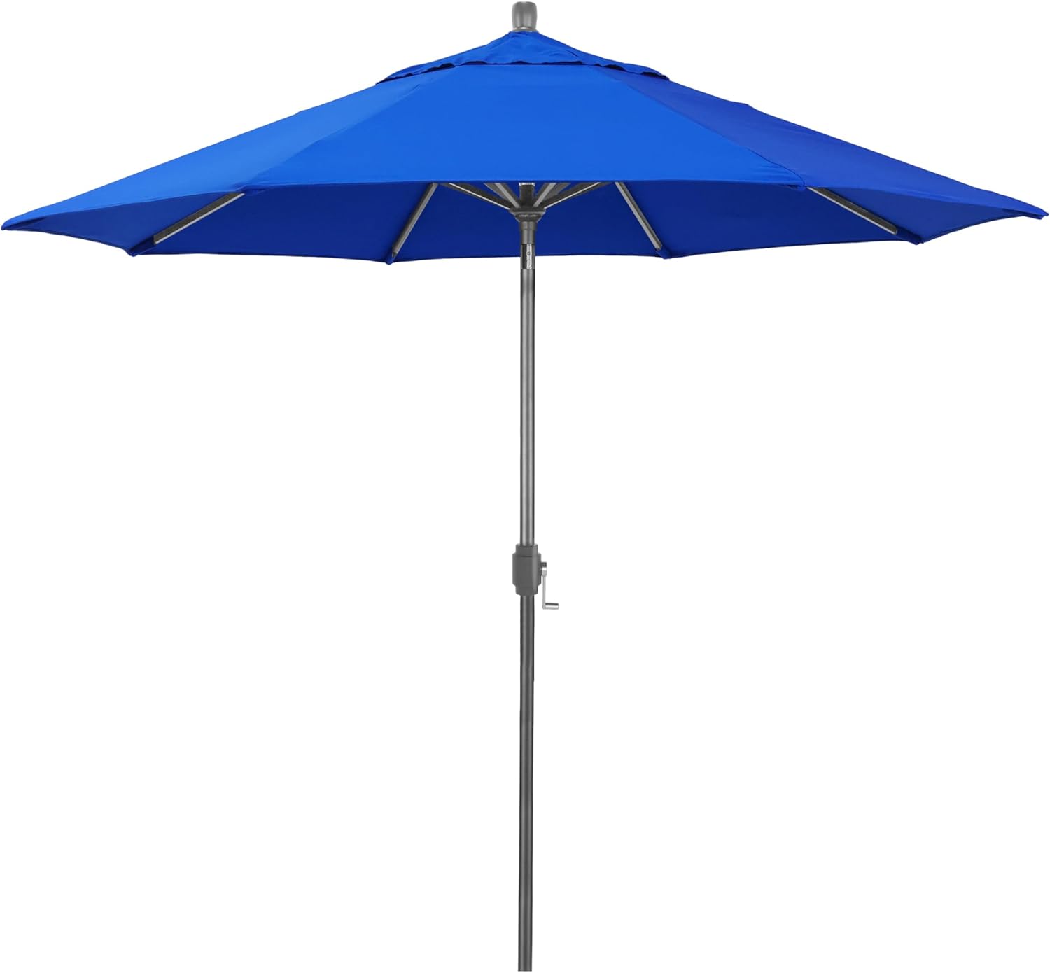 California Umbrella 12-Year-Non-Fading, 9Ft Premium Sunbrella Patio Umbrella, Hand-Crank, Button-Tilt, Gray Frame, Pacific Blue Fabric