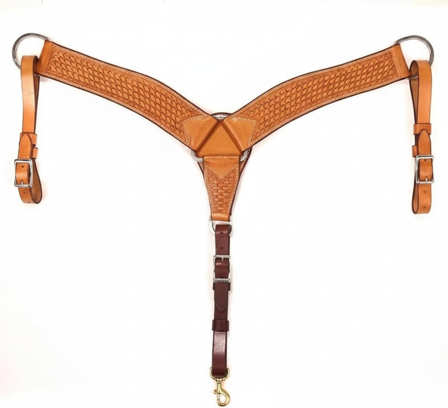 Premium Hand Tooled Leather Horse Breastcollar Full Size – Western Riding Breast Collar with Adjustable Straps, Durable Cowboy Tack