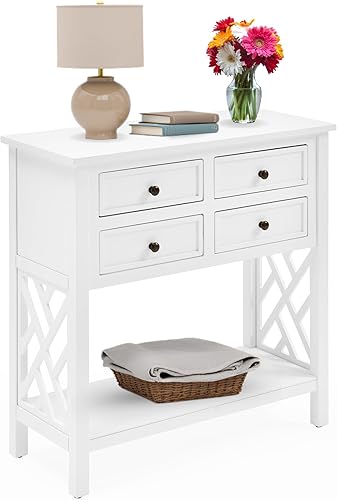 Alaterre Furniture Coventry - Mesa consola de madera de 32 pulgadas de ancho con 4 cajones Gris,Blanco,https://www.amazon.com/dp/undefined