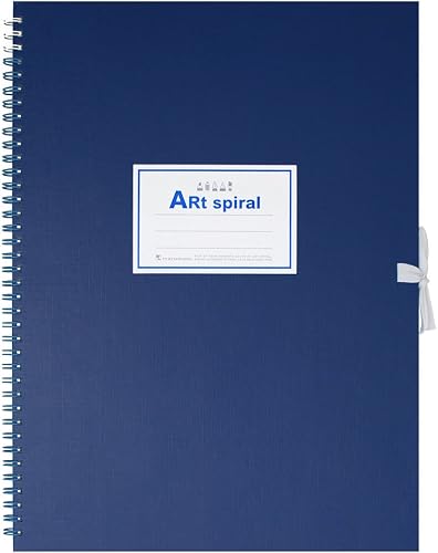 Maruman Art Spiral Sketchbook, F4, 13.27" x 10.04", Drawing Pad with 24 Sheets of Acid-Free Thick Paper, Twin Wire Binding, Durable Blue Cover, Artist Notebook for Sketching, Made in Japan
