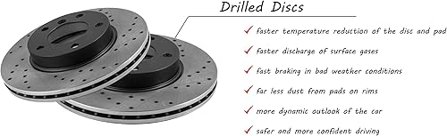 Miniatura 5 de Drilling GT Sport Brake Disc Rotors Compatible With MERCEDES-BENZ CLASS A W168 1999 2000 2001 2002 2003 2004 190-1446GVR - Front - ventilated -