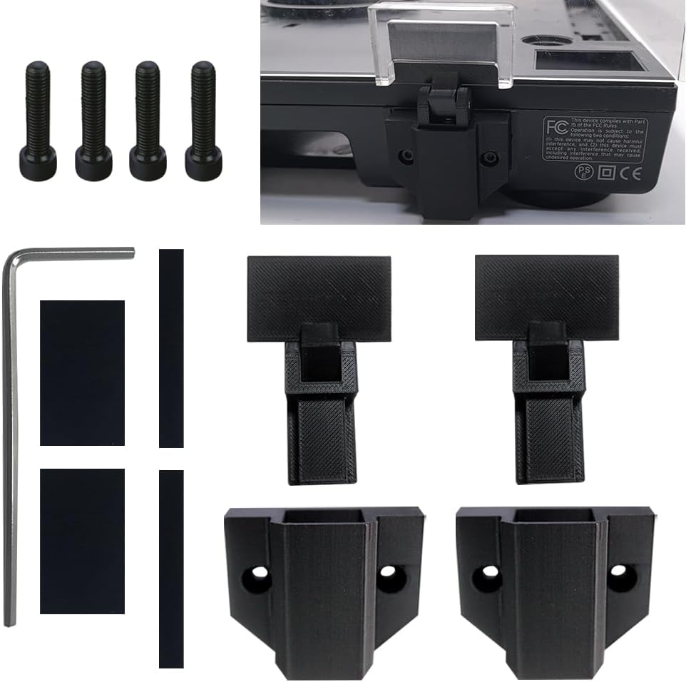 Replacement Hinges & Holder for Reloop RP-7000 MK2 / RP-8000 MK2 Turntables – Complete Mounting Kit for Acrylic Dust Covers, Black