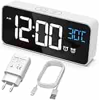 Sveglia Digitale Hermic Con Temperatura - 2 Allarmi, Controllo Vocale, USB Ricaricabile - Foto 7