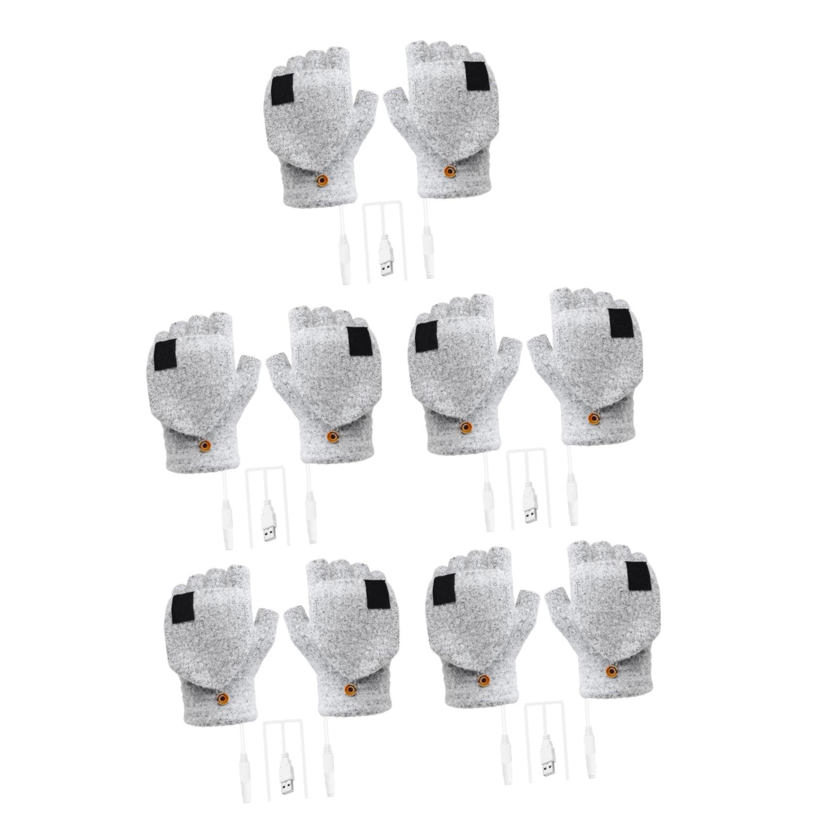BESPORTBLE 5pares Guantes Calentadores USB Recarcables De Dedos Guantes Térmicos para Invierno Calentadores De Doble Calefacción Cómodo y De Usar para Ordenadores y Actividades