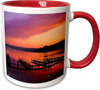 3dRose New Hampshire. Dock and Lake Winnipesaukee - US30 BJA0014 - Jaynes Gallery 15oz Two-Tone Red Mug