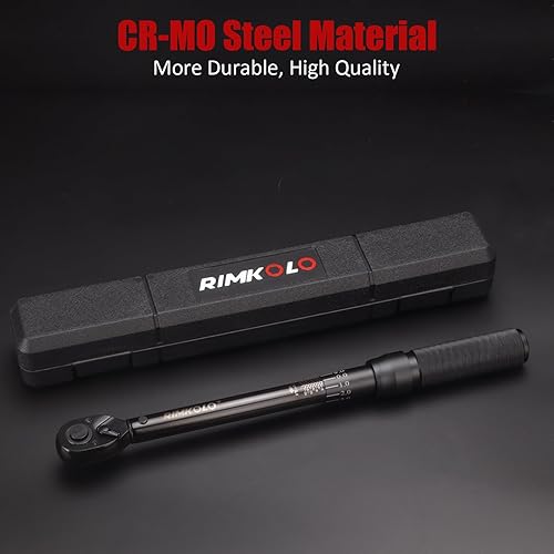 Miniatura 7 de RIMKOLO Llave dinamométrica de clic de 12 pulgada, llave dinamométrica de doble dirección de 72 dientes con hebilla (10-150 ft.-lb.13.6-203.3 Nm)