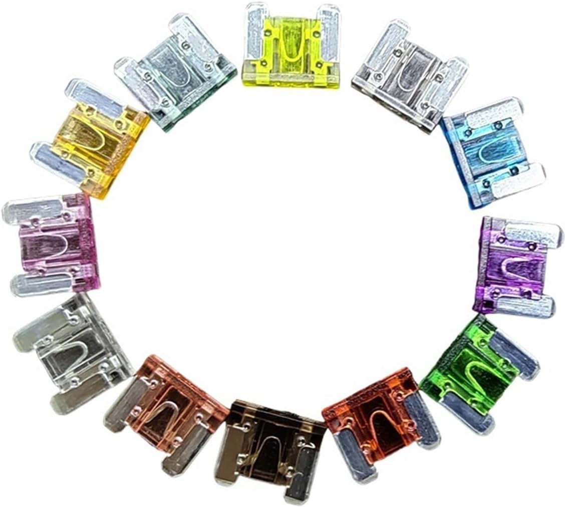 12pc 5a-40A Mini Flat-foot Blade Fuse-PC Transparent Style(MiniFlatFoot30A32VPC)