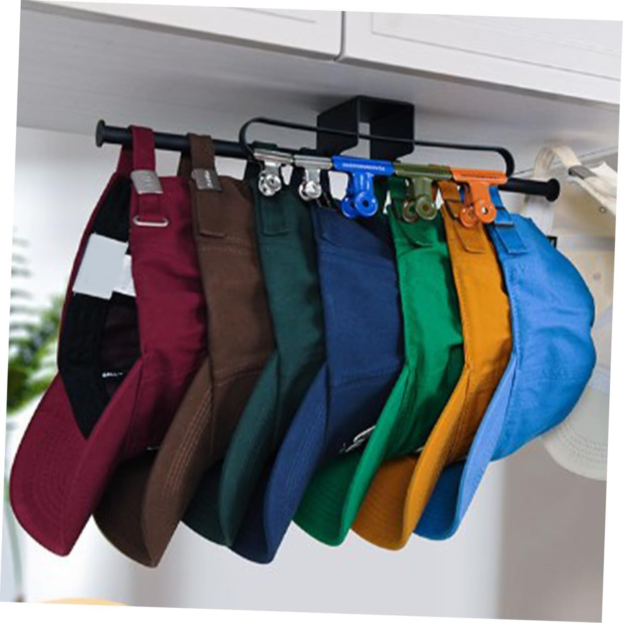 Wall-mounted Baseball Hat Hanger and Eyewear Holder, Carbon Steel Cap Storage Rack for Closet and Door, Strong Multi-functional Baseball Cap Organizer for Home Use