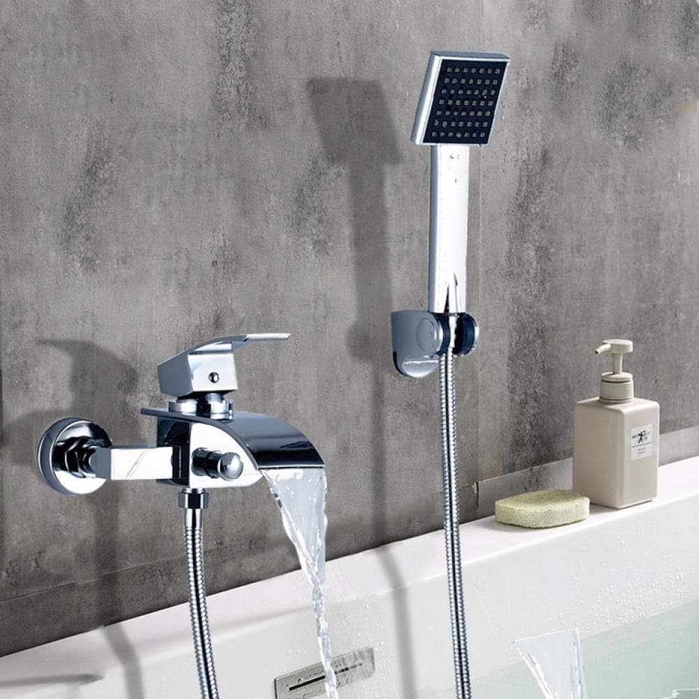 Douchette à main en ABS chromé et robinet cascade de baignoire
