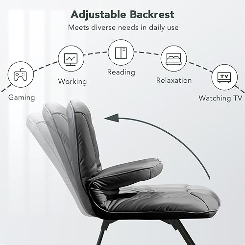 Miniatura 6 de Furniliving Silla plegable 3 en 1 para leer, descansar y jugar, silla de campamento portátil con marco de metal, cómoda silla de lectura para