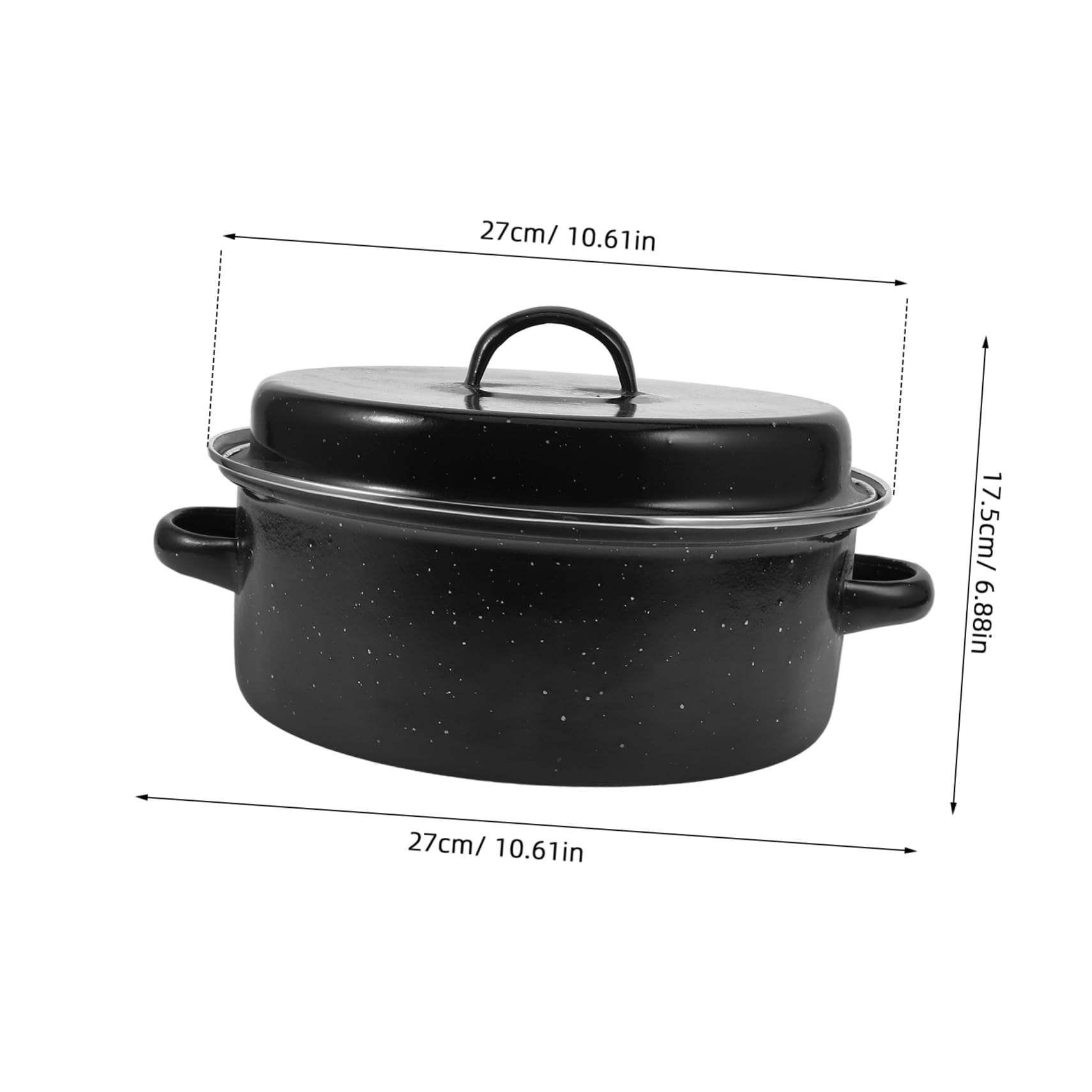 BEBEMOKO Enameled Roasting Pan with Lid Durable Roasting Pot for Sweet Potatoes Chicken More Safe Double Handles Versatile Cooking Supply for Home Camping Restaurants