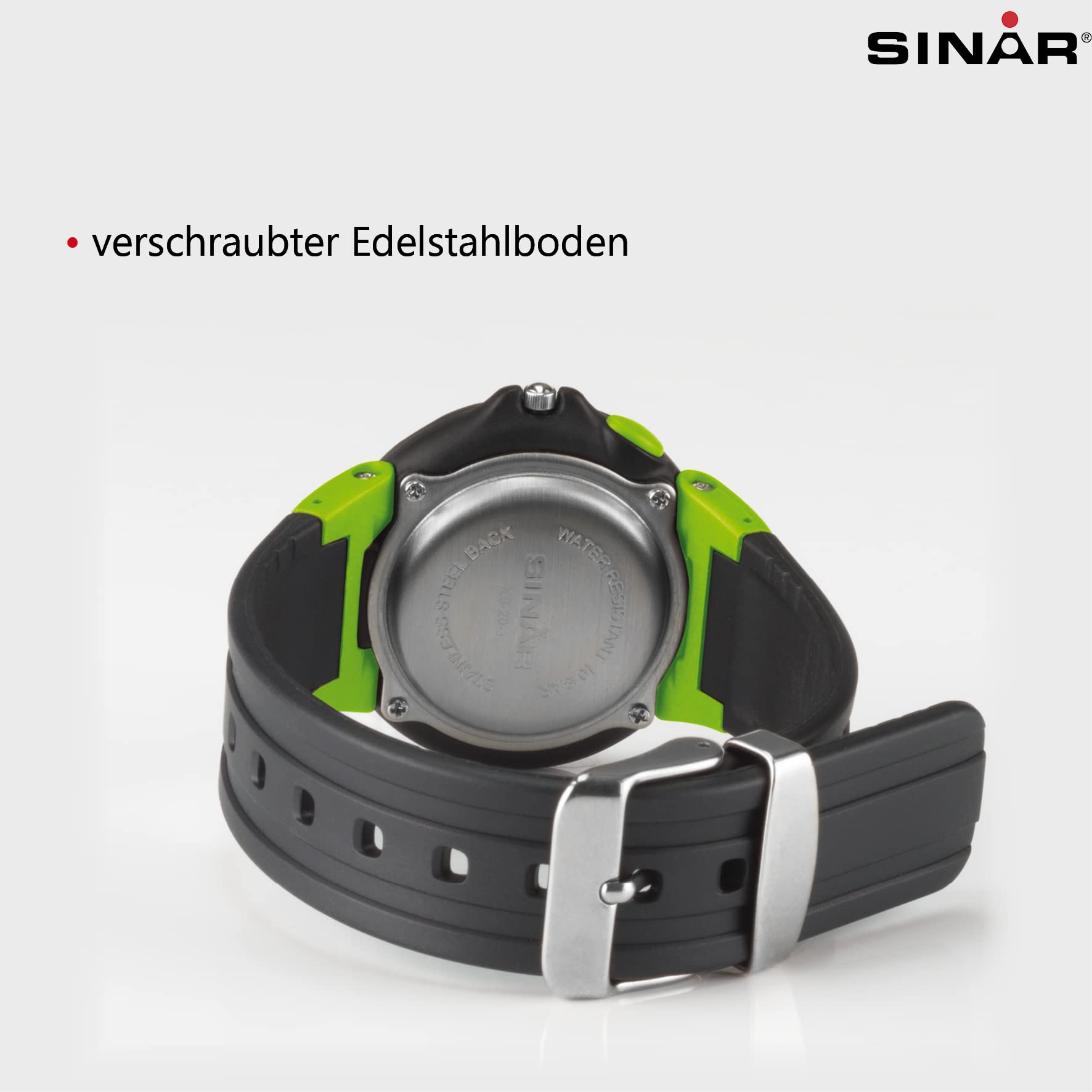 Sinar Montre de 20–3 XB Unisexe Caoutchouc Plastique 10bar Analogique lumière Vert