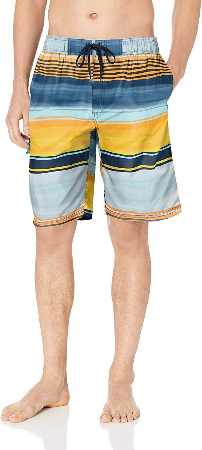 Kanu Surf Men's Flex Swim Trunks (Regular & Extended Sizes) Small Avalon Navy/Orange