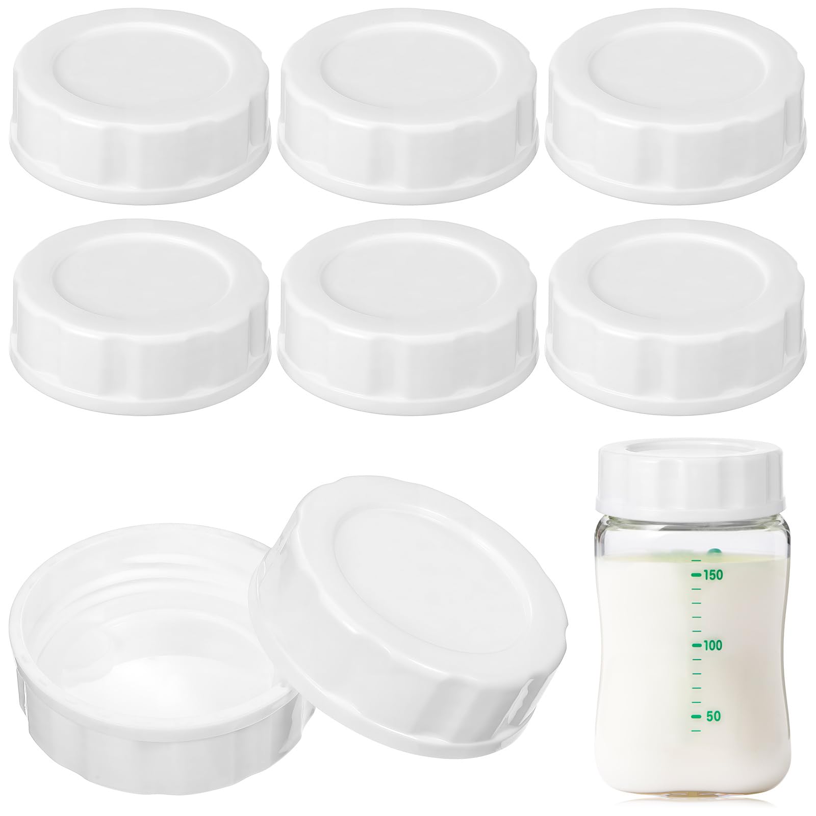 JOINPAYA 8pcs Baby Bottle Caps Bottle Lids Replacement Wide Mouth Bottles Lid Cap Replace Natural Bottle Sealing Ring Sealing Disc 2.2x2.2x0.79 Inch