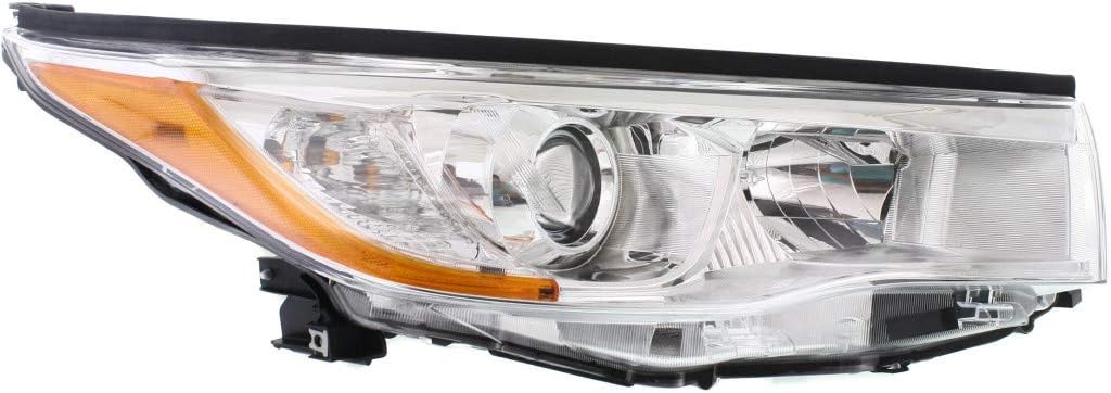 For 2014 2015 2016 Toyota Highlander Headlight Assembly Pair Driver and Passenger Side Chrome w/Bulbs DOT Certified For TO2502221