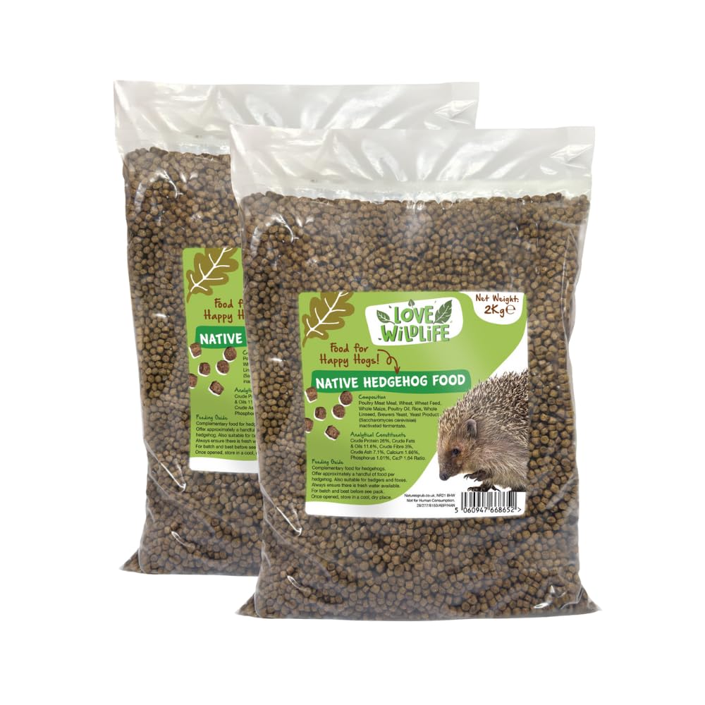 Love Wildlife Native Hedgehog Food 4kg | Natural Postbiotic Pellets for Hedgehogs & Wildlife, No Mealworms, Low Phosphorus, Nutrient Rich Dry Food, Gut & Digestion Support, Aids Hibernation