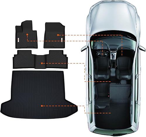 Tesson Juego de alfombrillas de piso de 2 filas y forros de carga, ajuste personalizado para Hyundai Tucson 2022, 2023, 2024, 2025 (no para PHEV), disponible en Yaxa Costa Rica