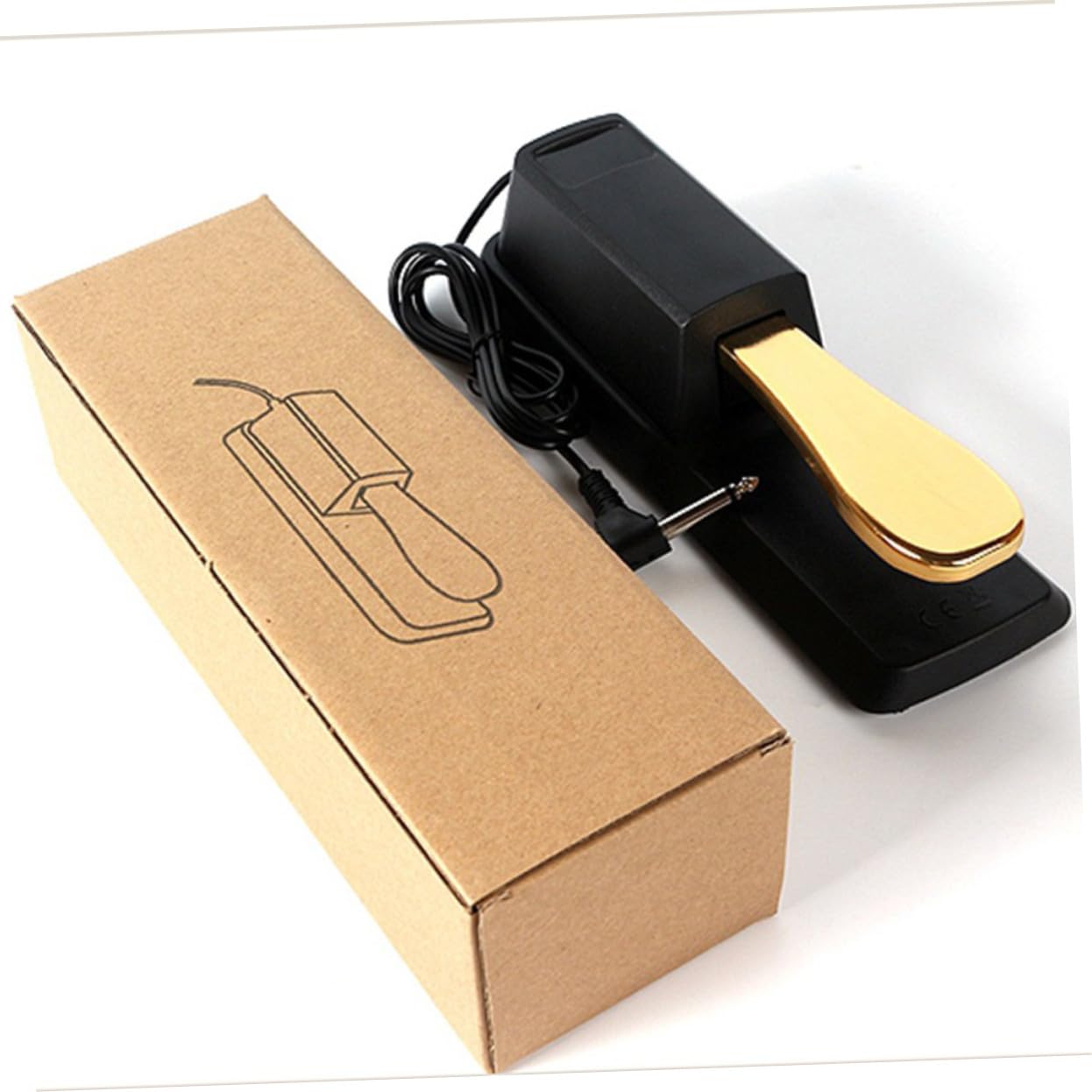 Pedal de Sostenido para Piano Electrónico Material ABS y Metal, Resistente al Óxido y Alta Dureza, Adecuado para Teclados Electrónicos Clásicos Dorados