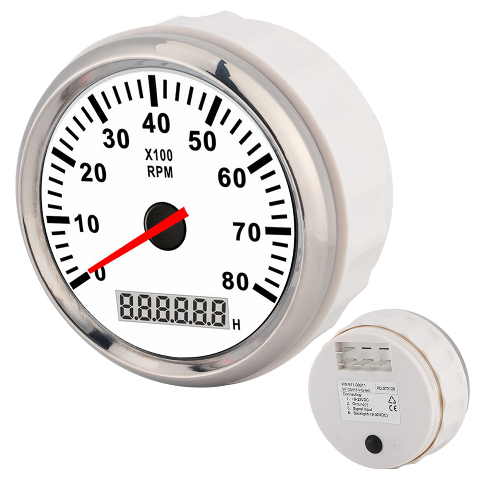 Cryfokt Tacómetro Digital 8000RPM Retroiluminación LED Indicador (White