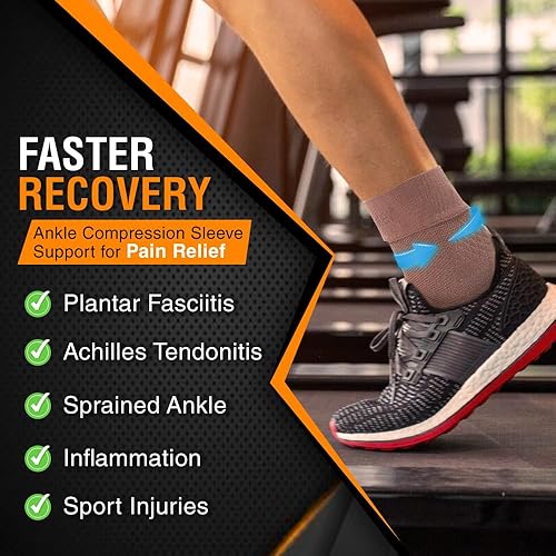 Miniatura 10 de Doc Miller Manga de compresión de tobillo y pie para aliviar el dolor, tendinitis de Aquiles, neuropatía, nano calcetines para mujeres y hombres,