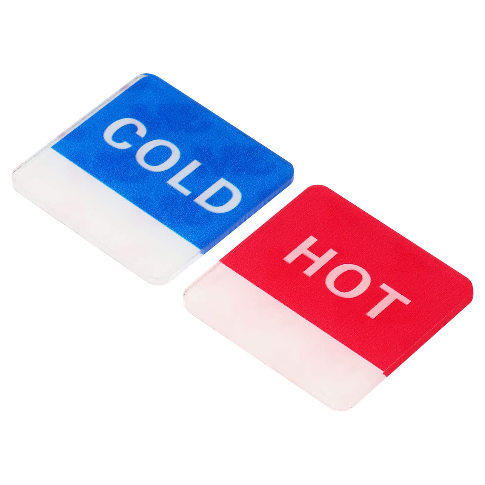 PATIKIL Self Stick Hot/Cold Water Label, 3 Pairs/6 Pack Acrylic Square Sticker Signs for Faucets Sinks, Red/Blue