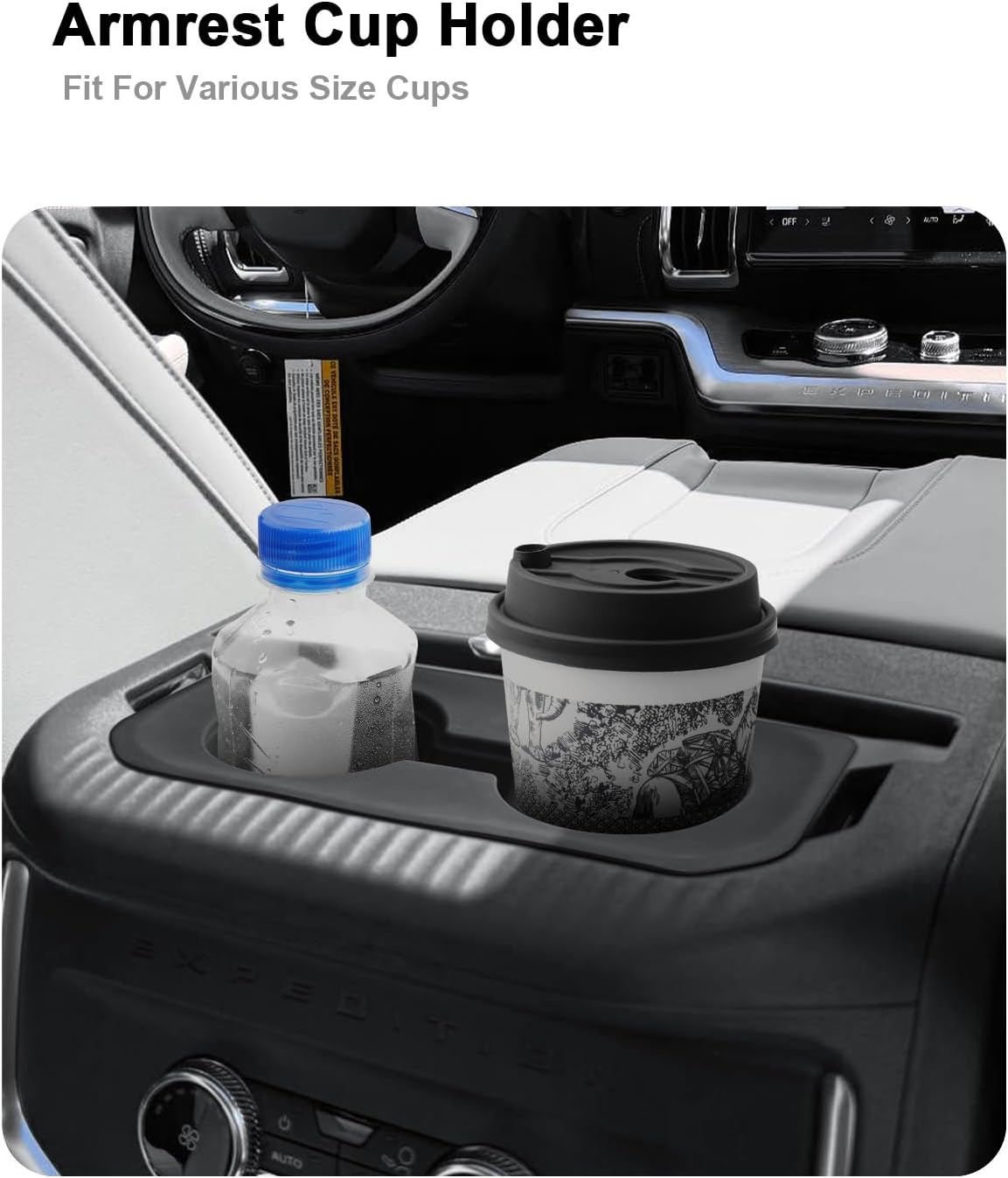 2 Pcs Cup Holder Set for 2025-2026 Ford Expedition - Silicone Center Console Cup Holder Insert Durable for 2025-2026 Expedition(Active/Platinum/Tremor/King Ranch) Accessories