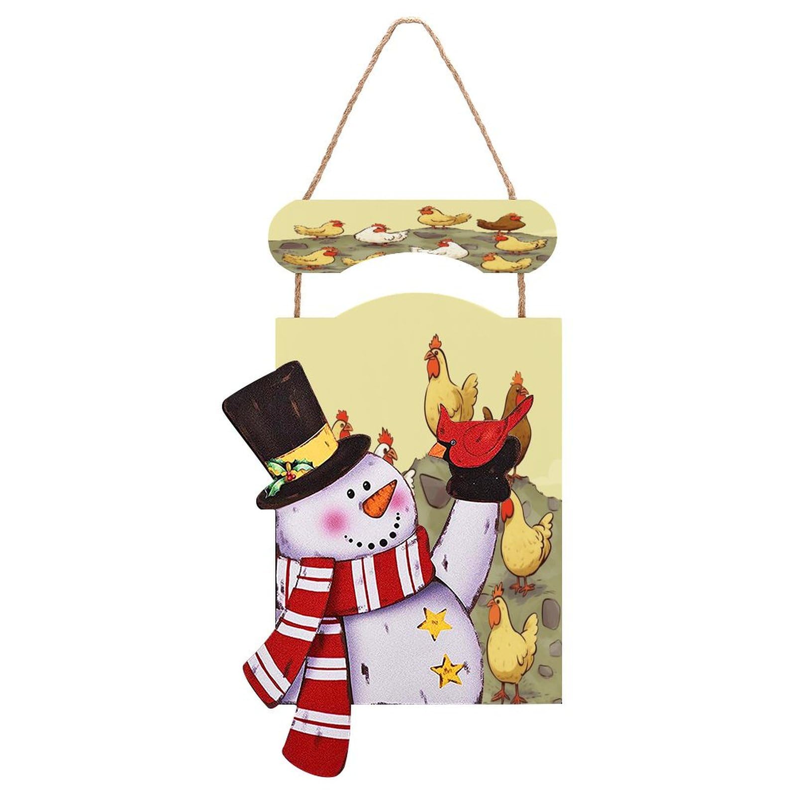 Cadeau de Noël panneau en bois bonhomme de neige déco festive originale