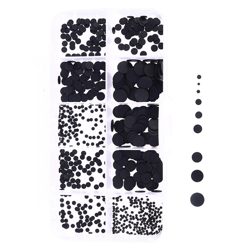 500pcs Conductive Rubber Pads Keypad Repair Kit in Mixed Sizes 1.5-8mm Silicone Buttons for Remote Controls and Gaming Consoles, Black