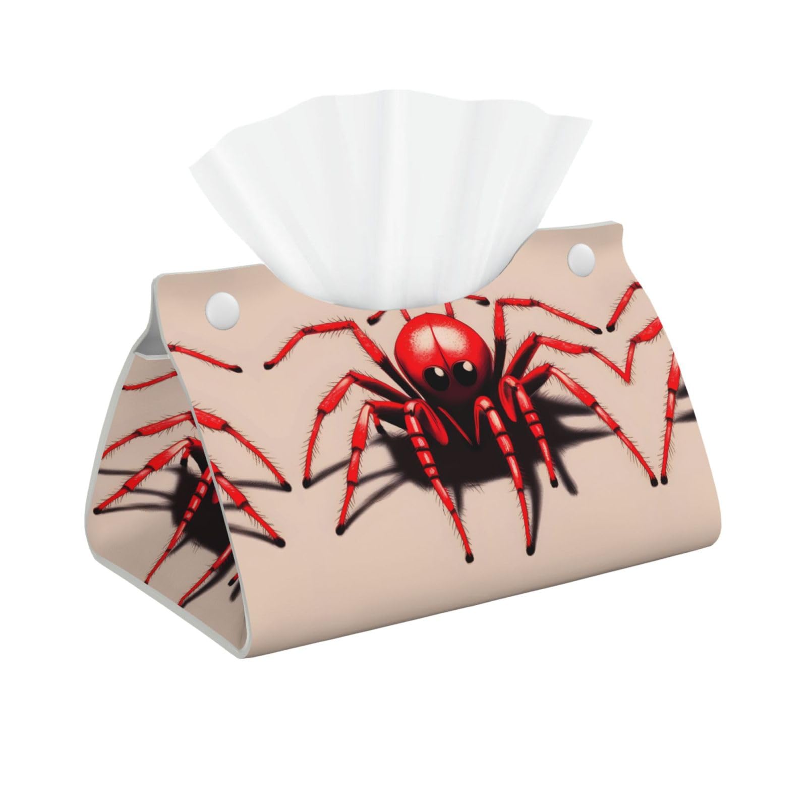 Cute Little red Spider Print Long Tissue Box Cover Holder Foldable Leather Organizer for Vanity, Nightstand, Desk & Bathroom