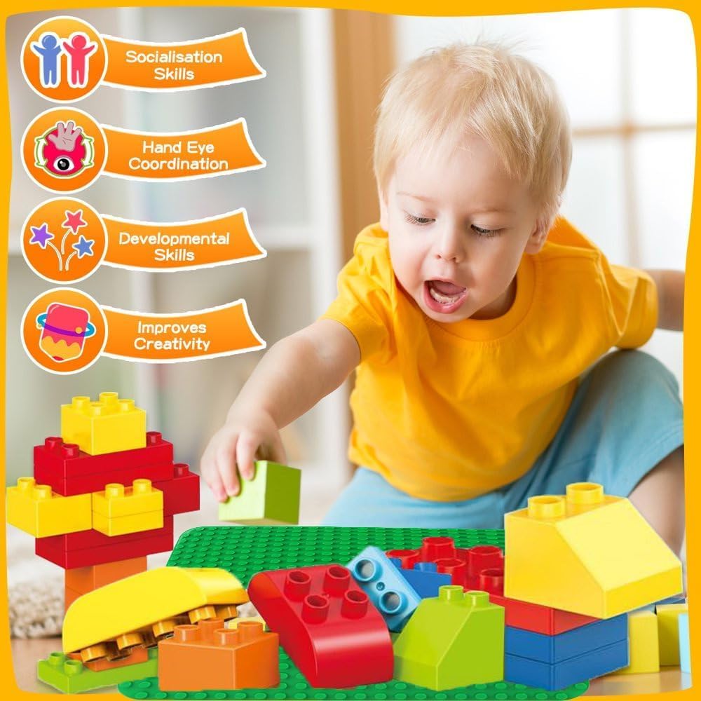 Lego Duplo Kompatible Bauplatte 38.4x38.4cm 24x24 Noppen Konstruktionsspielzeug Grün Blau Rot Grau